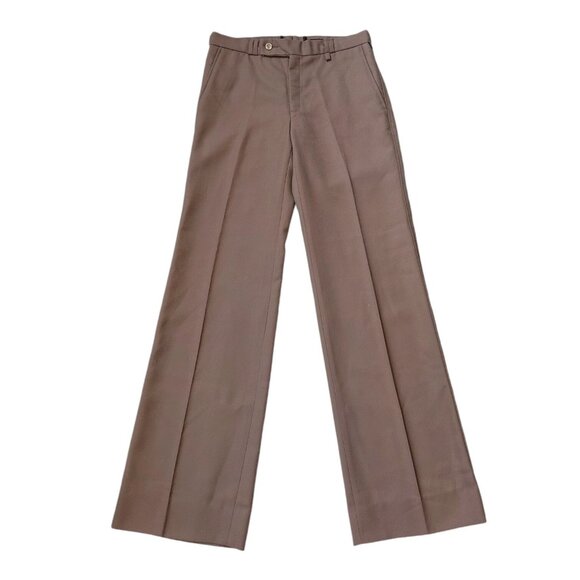 70s vintage flare pants mid rise leisure disco boho mod brown tan England. - Picture 1 of 5